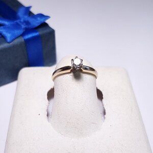 Estate .15ct Rd Diamond Solitaire 14Kt 2Tone Tiffany S-3.25 Engagement Ring21061